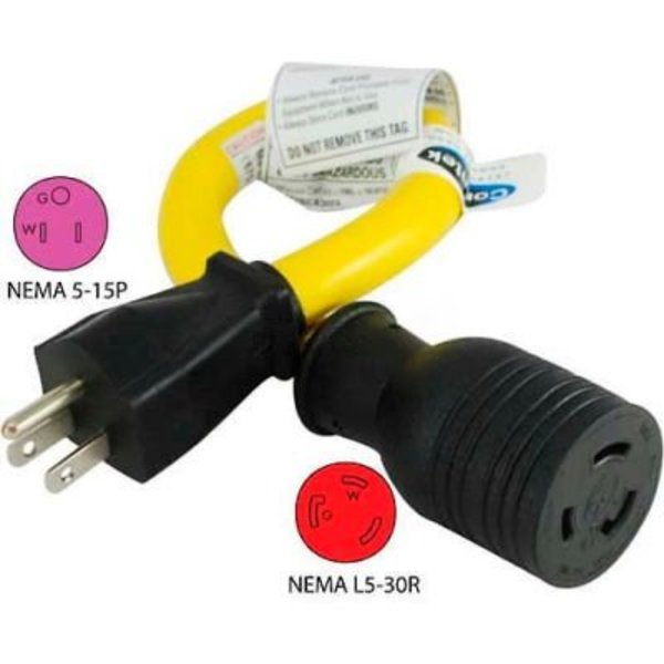 Conntek Conntek P515L530, 15 to 30-Amp Locking Generator Adapter with NEMA 5-15P to L5-30R, Yellow P515L530